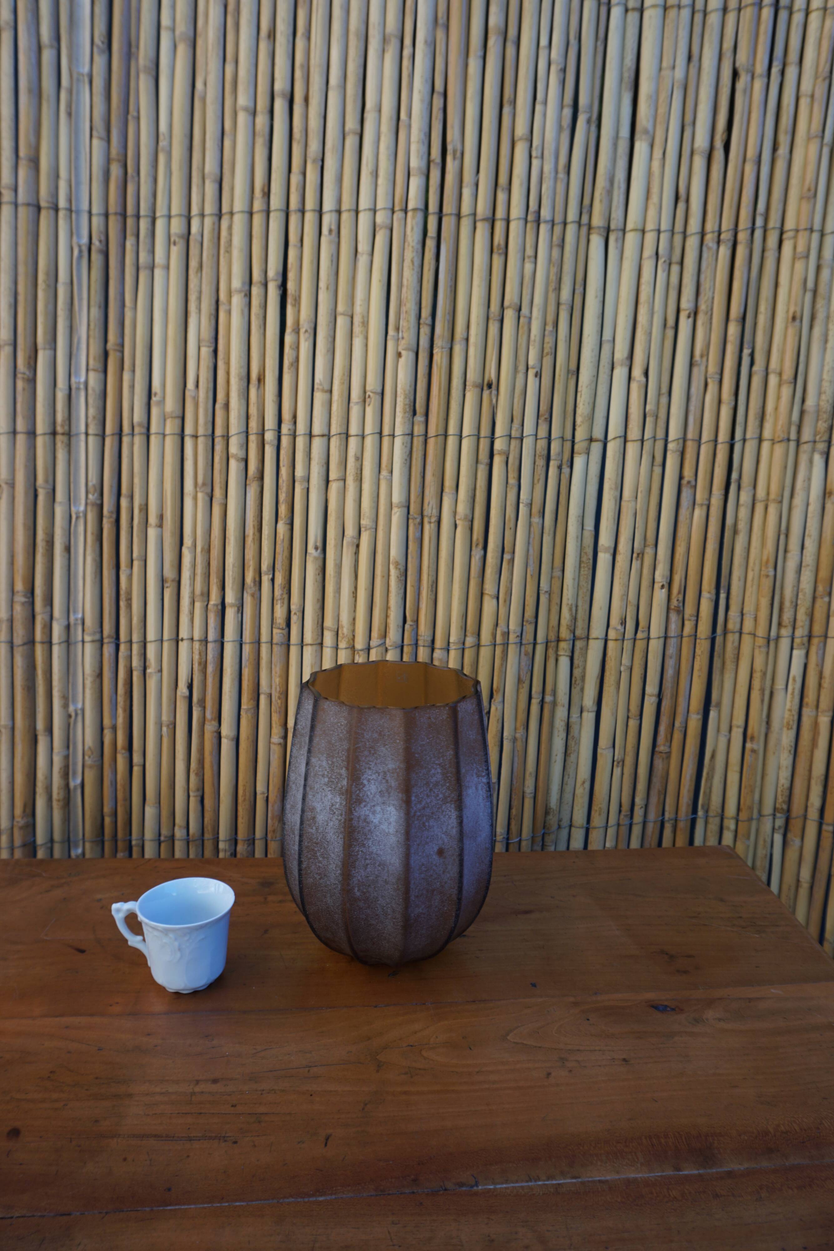 Brown frosted glass vase