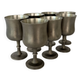 Set of 7 Vintage KTS Svenskt Tenn Handmade Pewter Goblet
