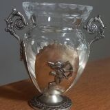 Miniature silver and crystal vase