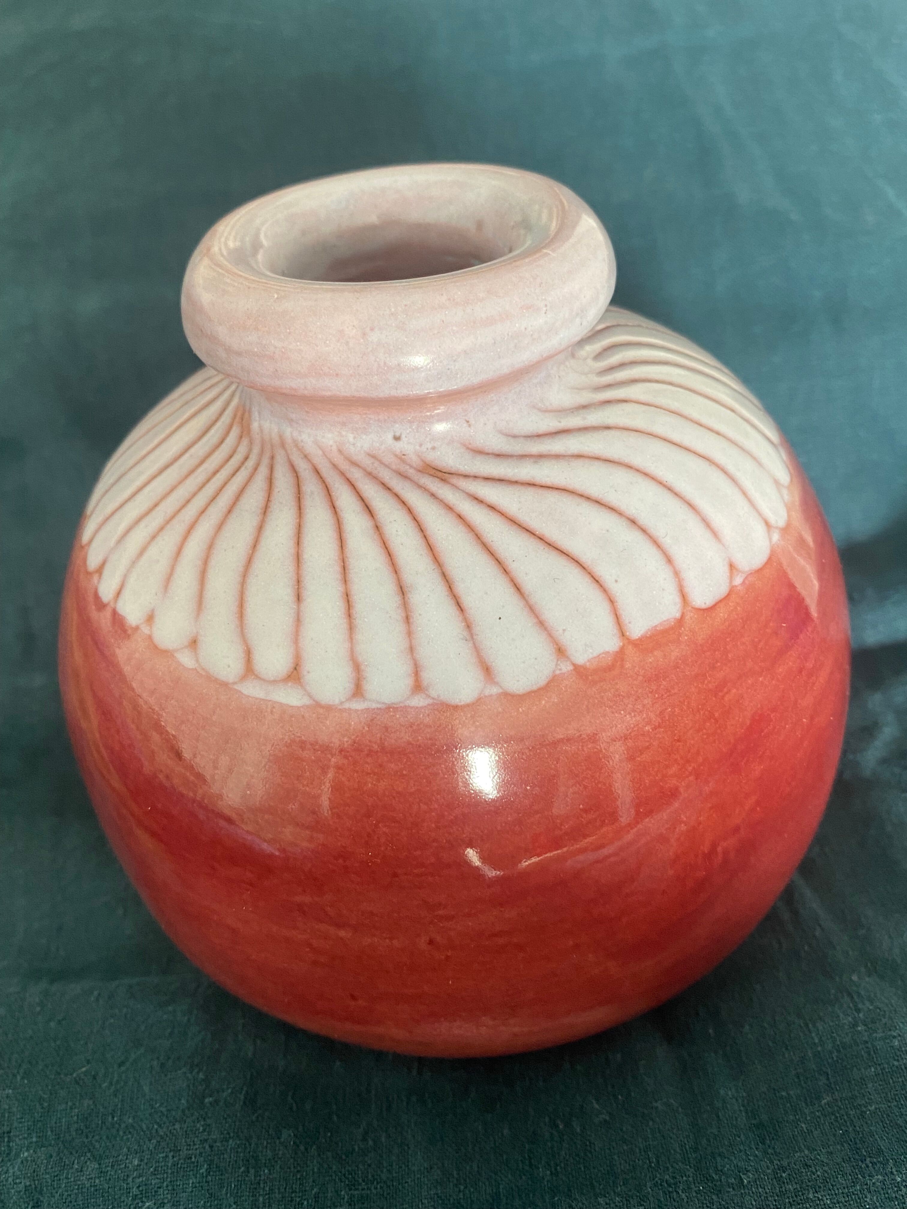Glazed ceramic ball vase by Jean and Robert Cloutier 1950-1960