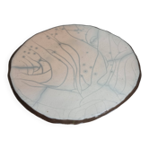 Plat de présentation en céramique raku décor abstrait, 31 cm