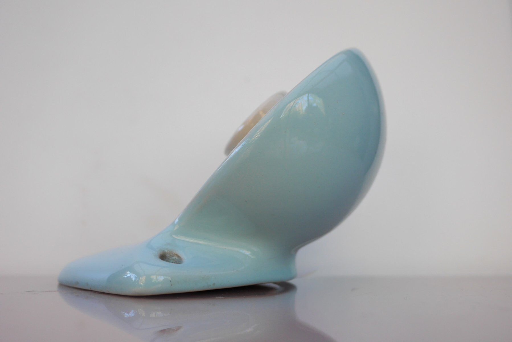 Large mid-century modern pale blue bathroom sconce from Ifö, Sweden