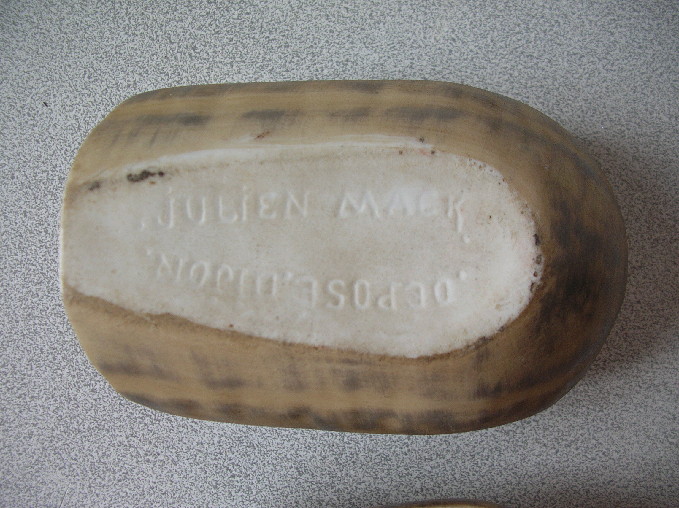 Former mustard maker Julien Mack Dijon in the shape of black pudding andouille Retro tableware