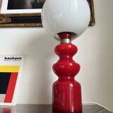 1970s Red and White Glass Space Age Lamp