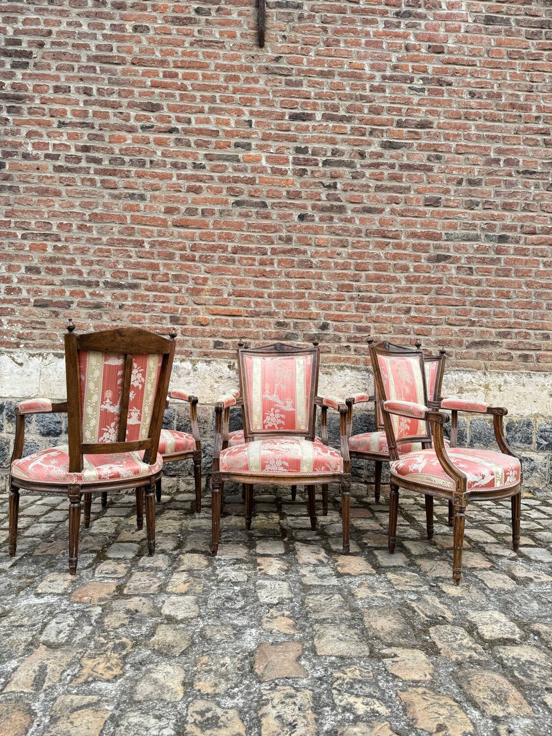Suite Of Six Armchairs In Natural Wood From Louis XVI XVIII Eme Century
