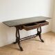 Napoleon III side table or desk in wood and green leather.
