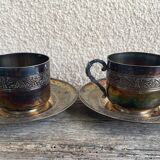 Pair of silver-plated tea cups