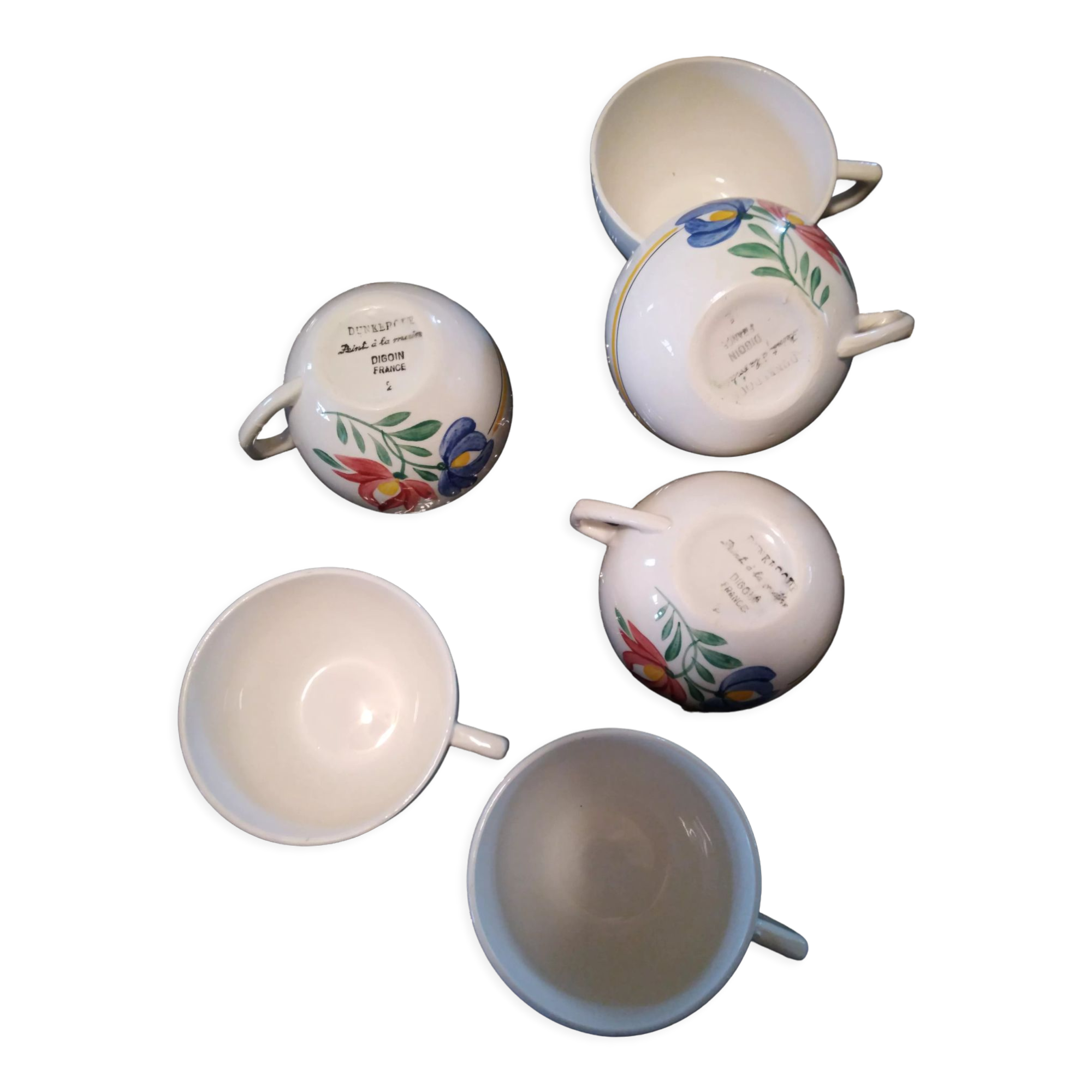 Tasses faience DIgoin début 20 e modèle Dunkerque