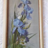 Old paintings bouquet pinks and irises (lot of 2)
