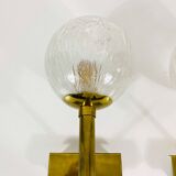 Pair of wall lamps in brass and glass Hillebrand, Germany 1960