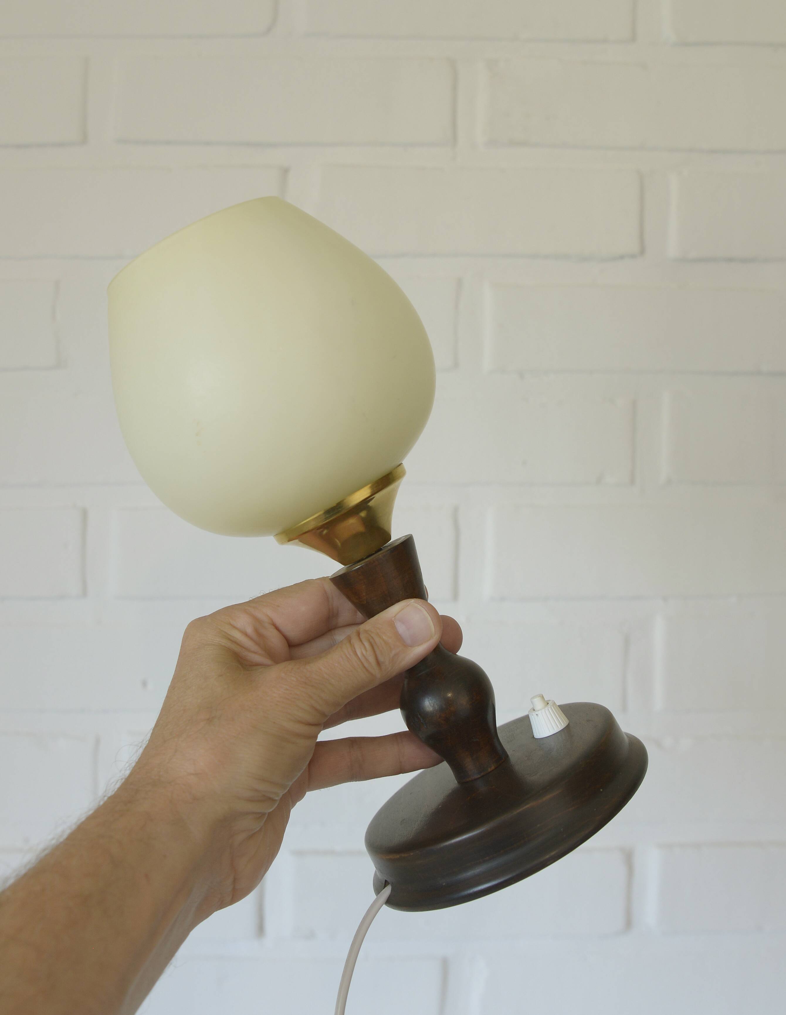 Pair of Vintage Bedside Lamps Wooden Rustic Desk Lights 1960's