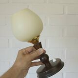 Pair of Vintage Bedside Lamps Wooden Rustic Desk Lights 1960's