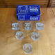 Series 6 antique candle holders mina moulded glass + vintage box #e483