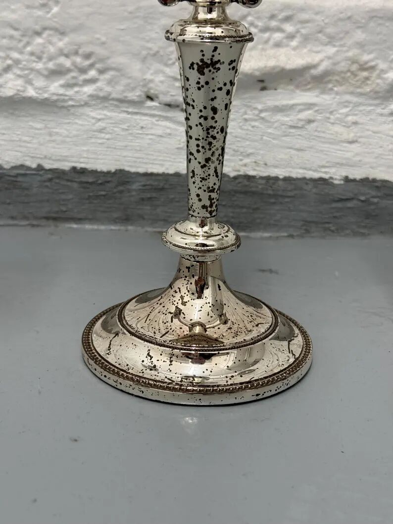Bougeoir vintage argenté à 3 bras