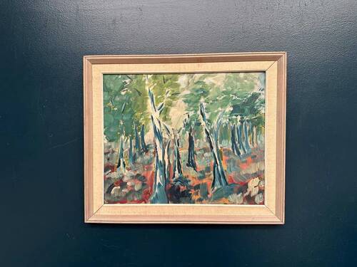 Original Swedish Oil on Panel – “Abstract Forest” – Signed – Vintage