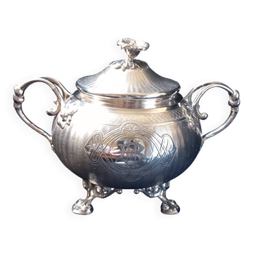 Christofle - Silver-plated sugar bowl entirely guilloché.
