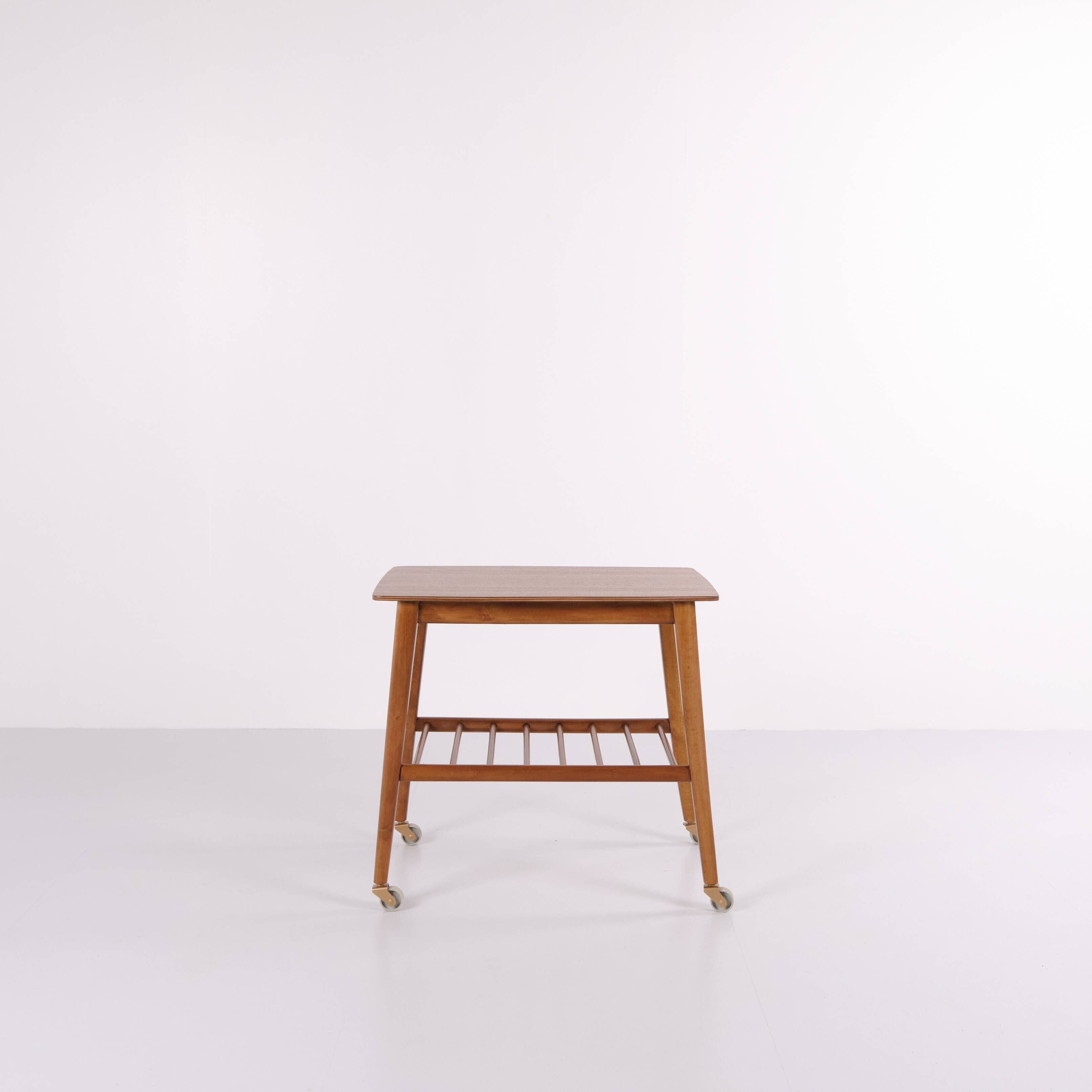 Side table with shelf on wheels - teak - Danish design - 1960s