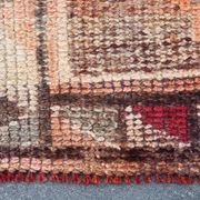 Tapis Couloir Tribal Vintage Rouge, Tapis Turc Géométrique, 75x313 Cm