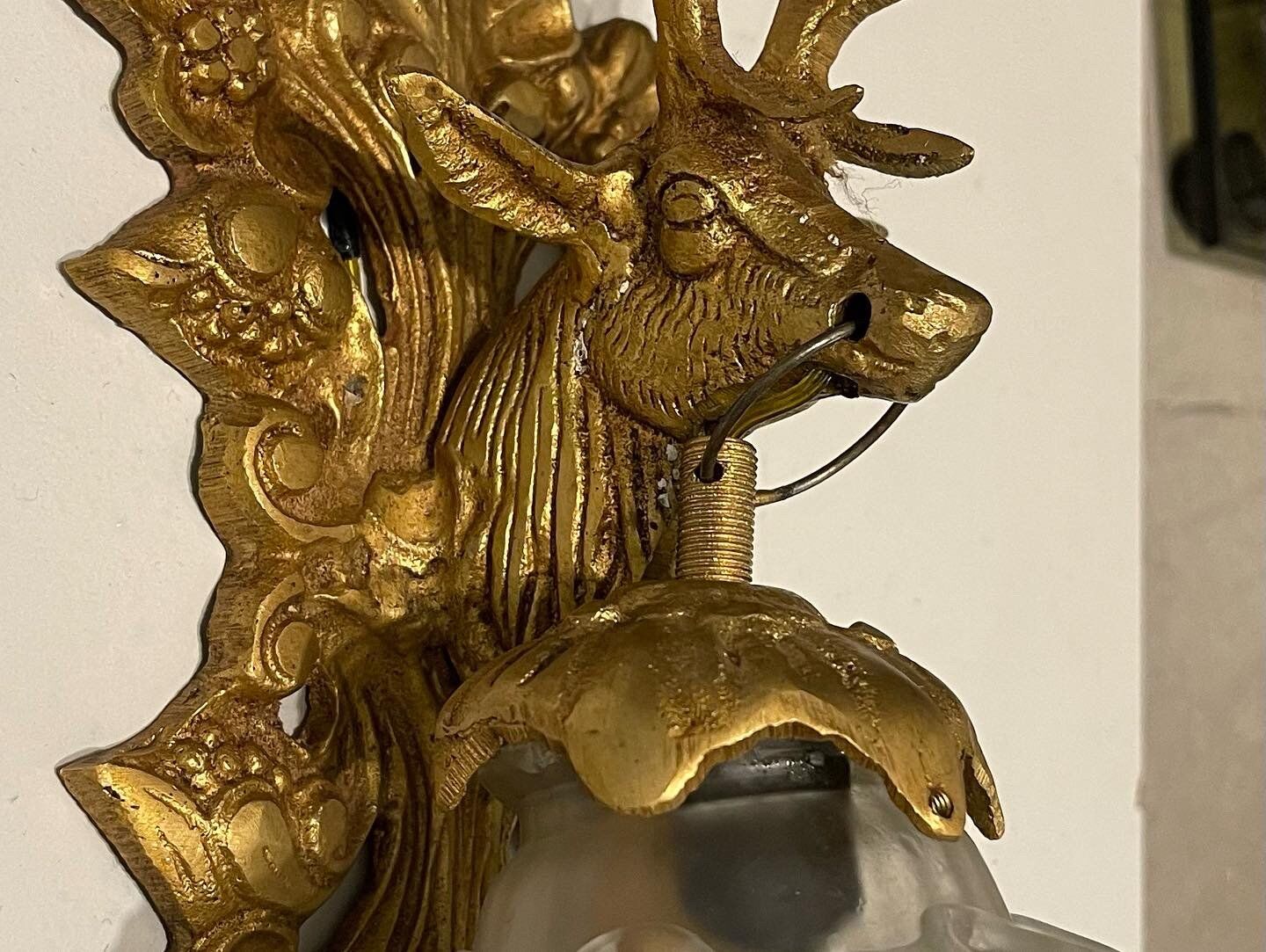 Stag Head Murano Glass Sconces, Set of 2