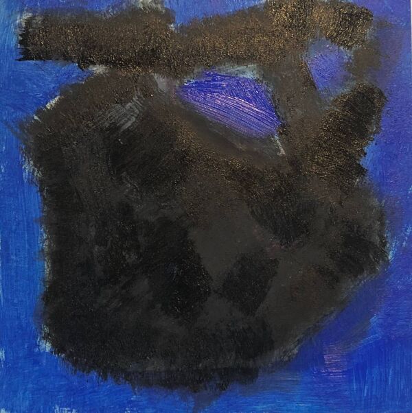 Tableau abstrait bleu noir