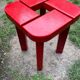 Tabouret de sauna laqué rouge par Olof Ottelin Finlande 1960