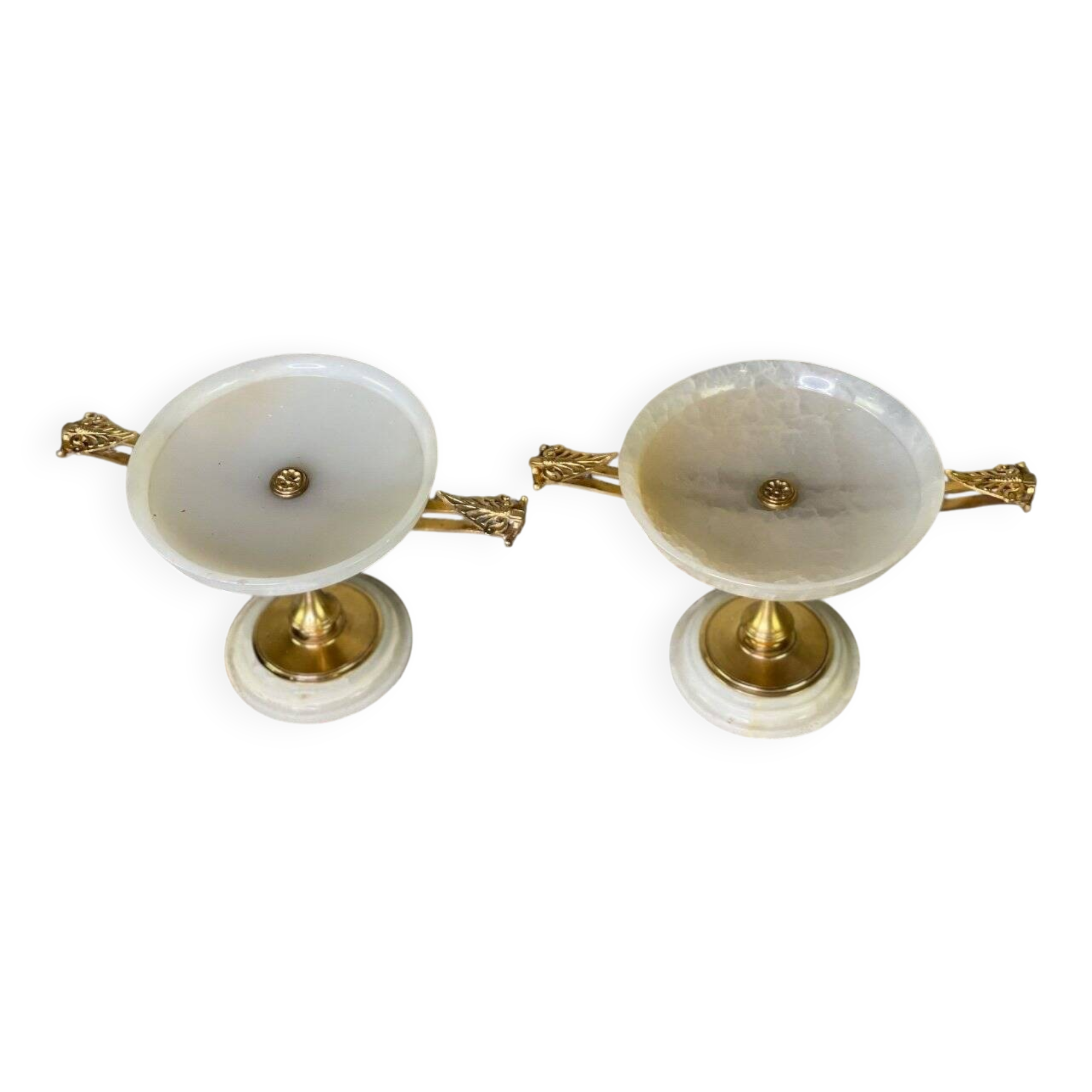 Pair of onyx and gilt bronze cups circa 1880