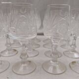 16 cut crystal wine glasses from Bohemia in very good condition.