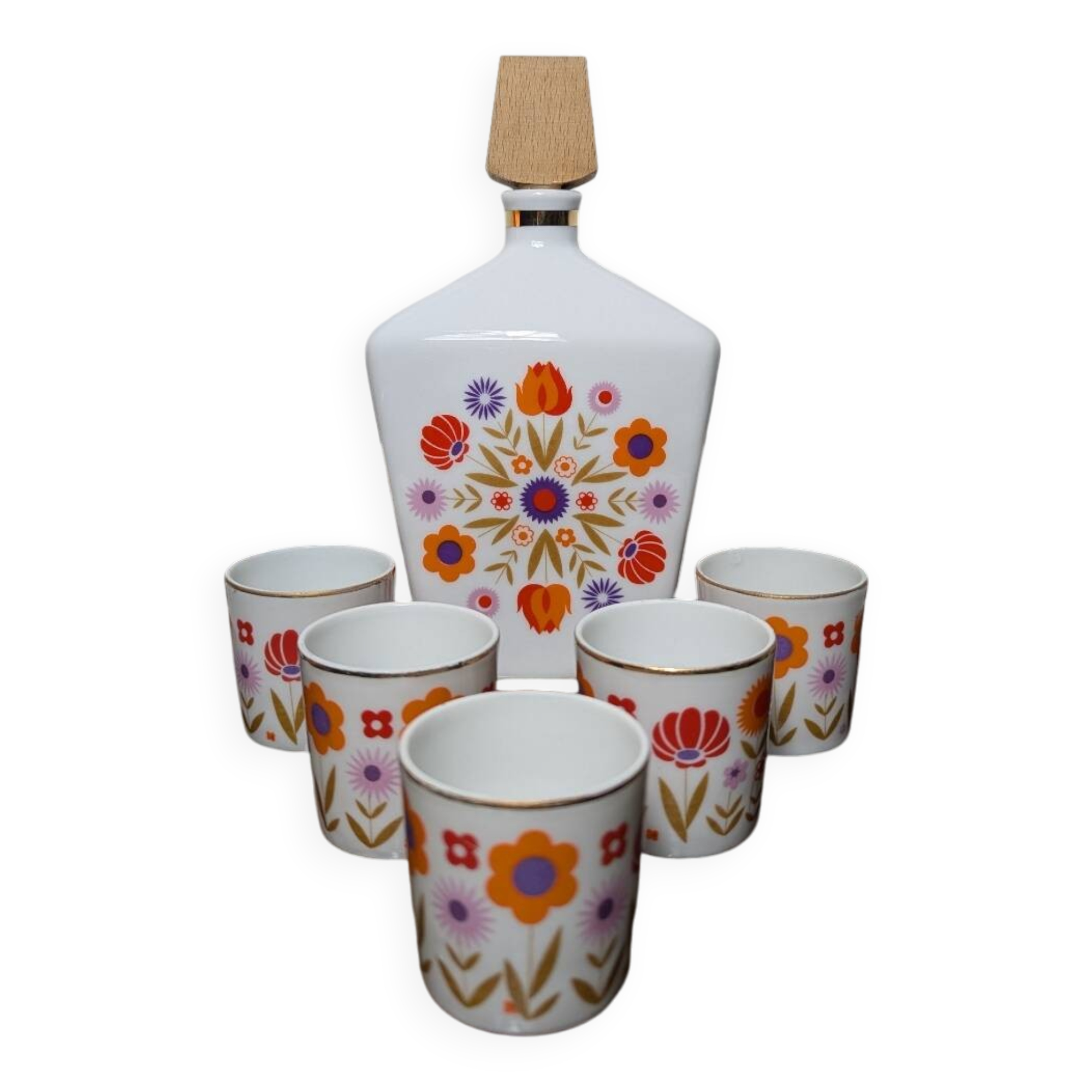 Service à liqueur fleurie 1960-70