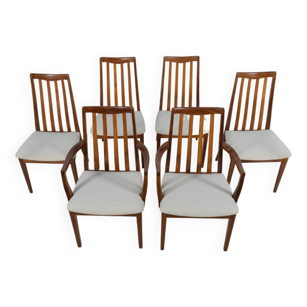Chaises de salle à manger en teck et tissu du milieu du siècle par Leslie Dandy pour G-Plan, années 1960, lot de 6