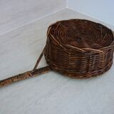 Basket shaped pan in vintage wicker