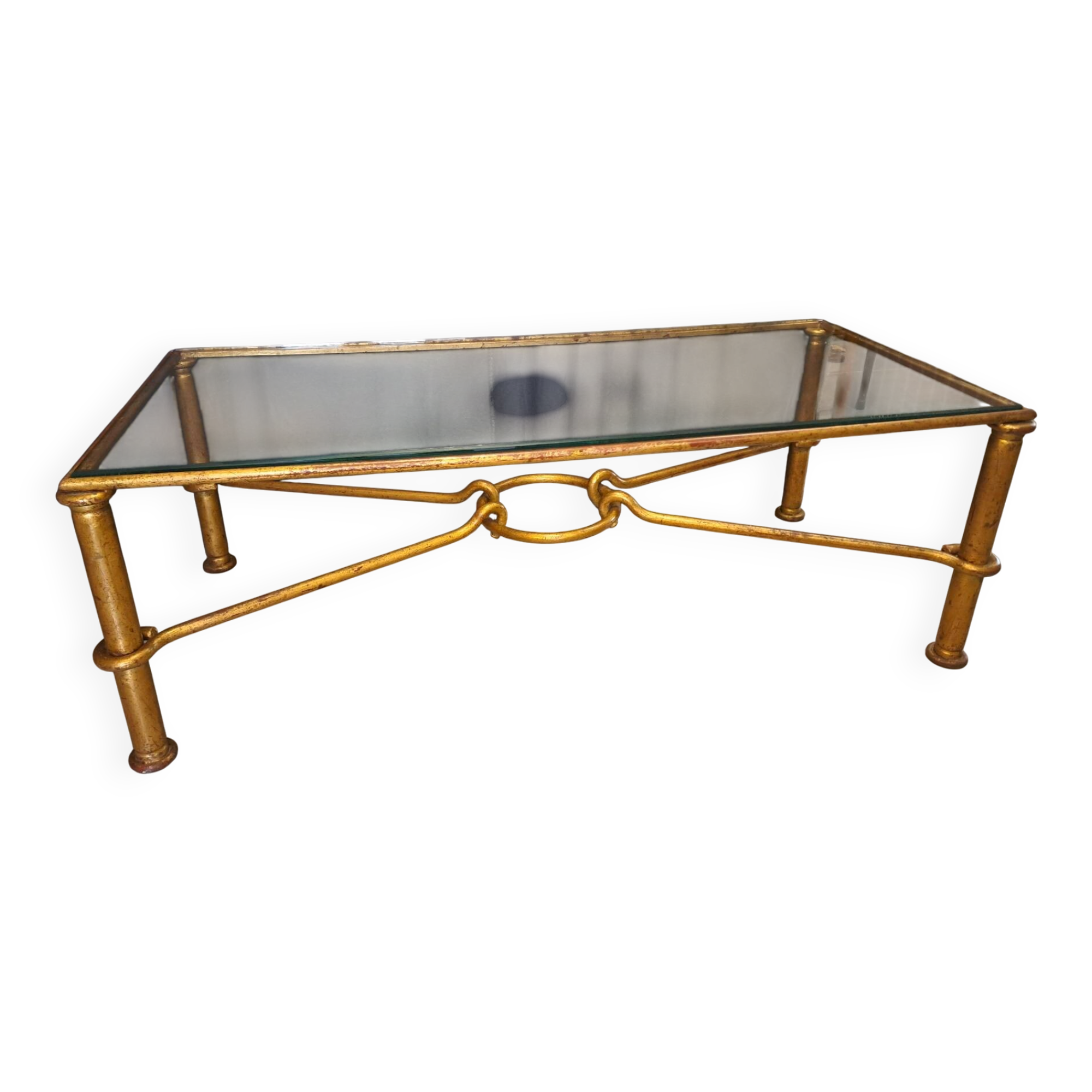 Table basse Hermes de G. Banci en métal doré