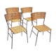 Set de 4 chaise de terrasse en rotin & fer forgé 1960s