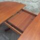 Table à manger scandinave en teck ovale avec rallonge centrale