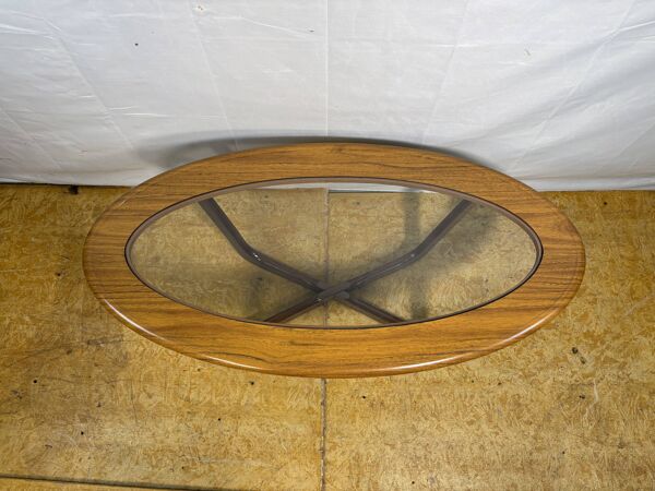 Table basse rétro vintage des années 50 par Schreiber, plateau en Formica • Verre D