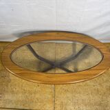 Mid-Century Retro Vintage Coffee Table by Schreiber   Formica Top • Glass D