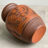 Vintage brown ceramic German vase, Mid Century terracotta pottery