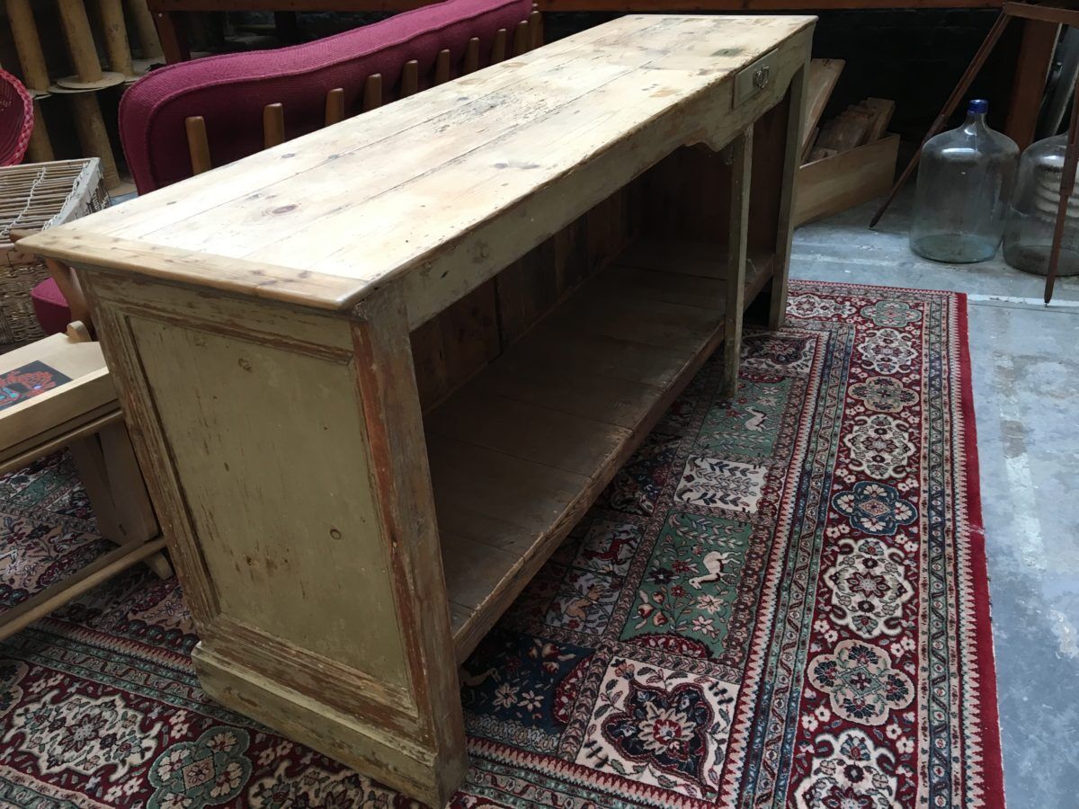 Vintage shop counter in weathered wood