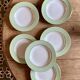 Set of 6 old mint and white hollow plates, the Amandinoise