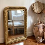 Old mirror louis Philippe gilded carved fireplace