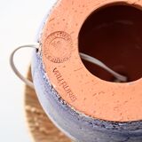 Ceramic lamp by Christian Muratore, raffia shade