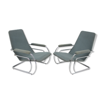 Paire de fauteuils tubulaires rares des années 1970
