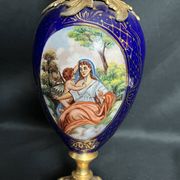 Royal blue porcelain ewer signed early 20th century