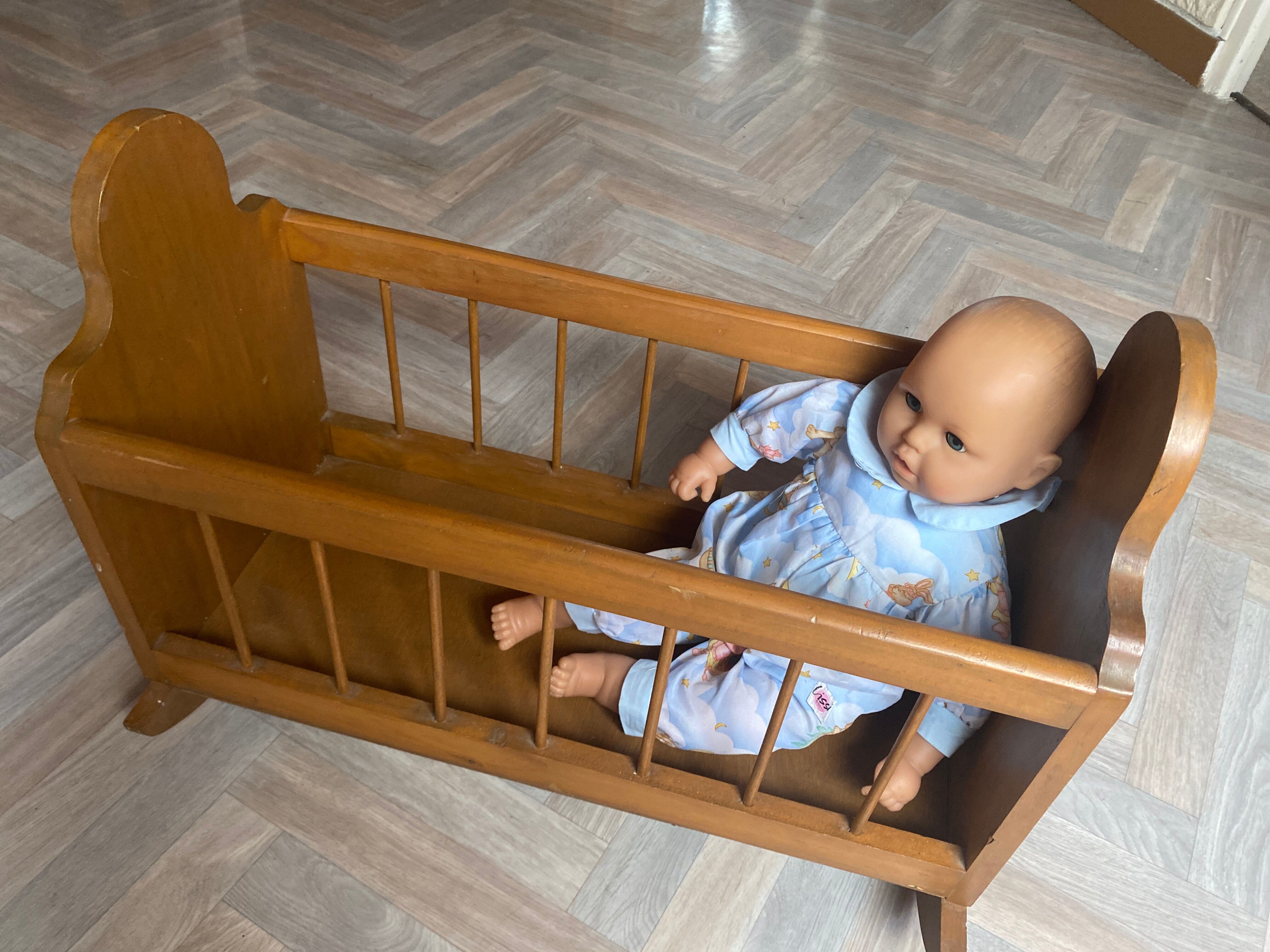 Vintage wooden rocking bed