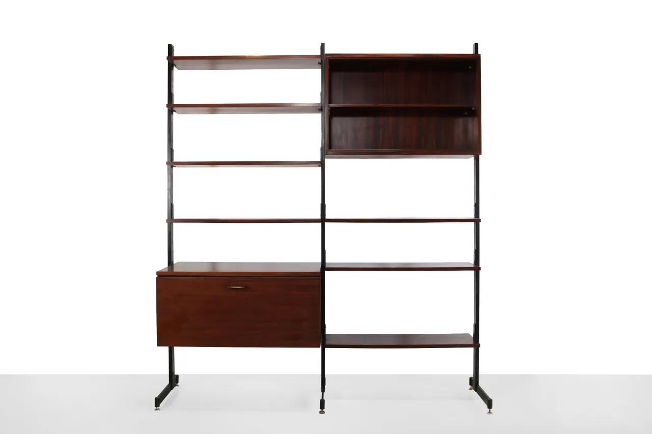 Cabinet mural autonome en palissandre modulable des années 60