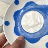 Set of 6 Sarreguemines Digoin earthenware coffee cups with art deco polka dots, 1930s