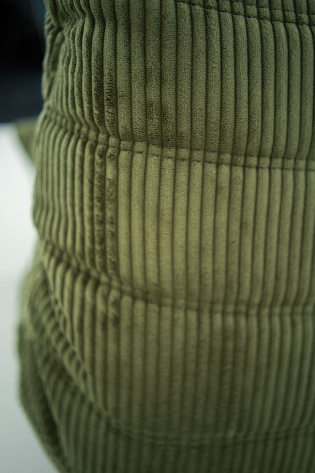 Togo Armchair and Pouf in Khaki wide Corduroy