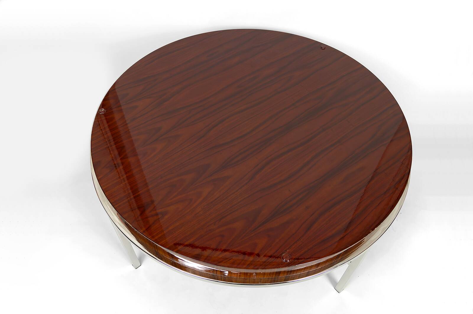 Modernist Coffee Table – Chrome & Exotic Wood – Italy, Circa 1960-1970