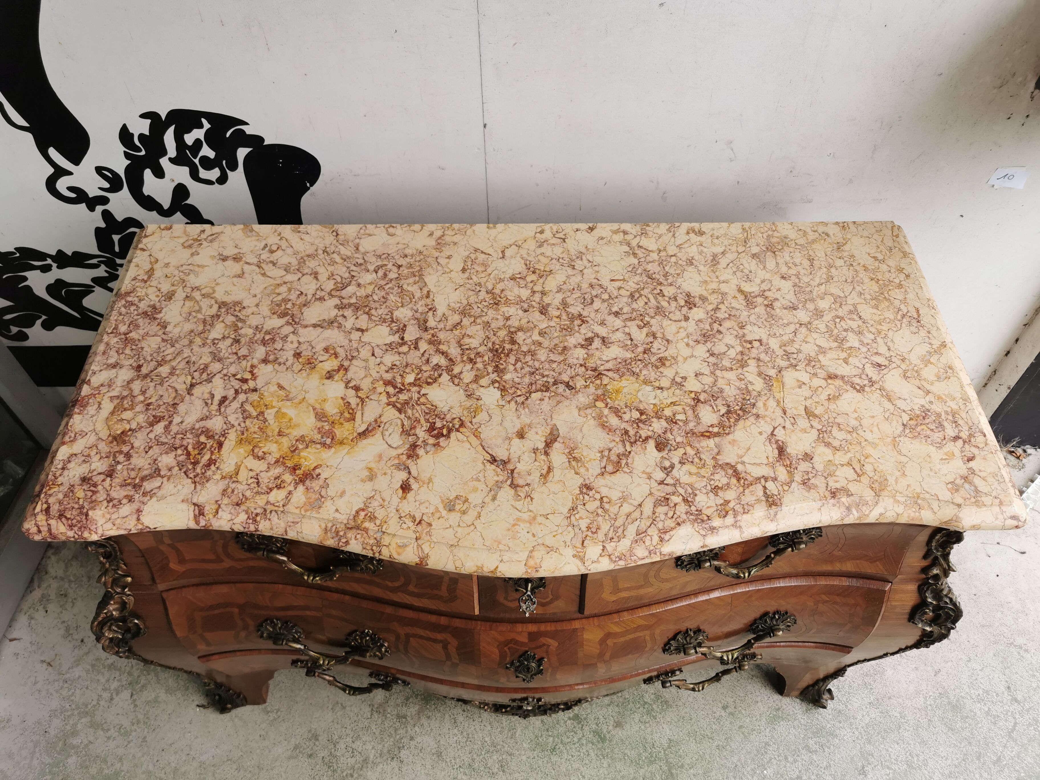 Chest of drawers tomb 1950's style louis xv inlaid