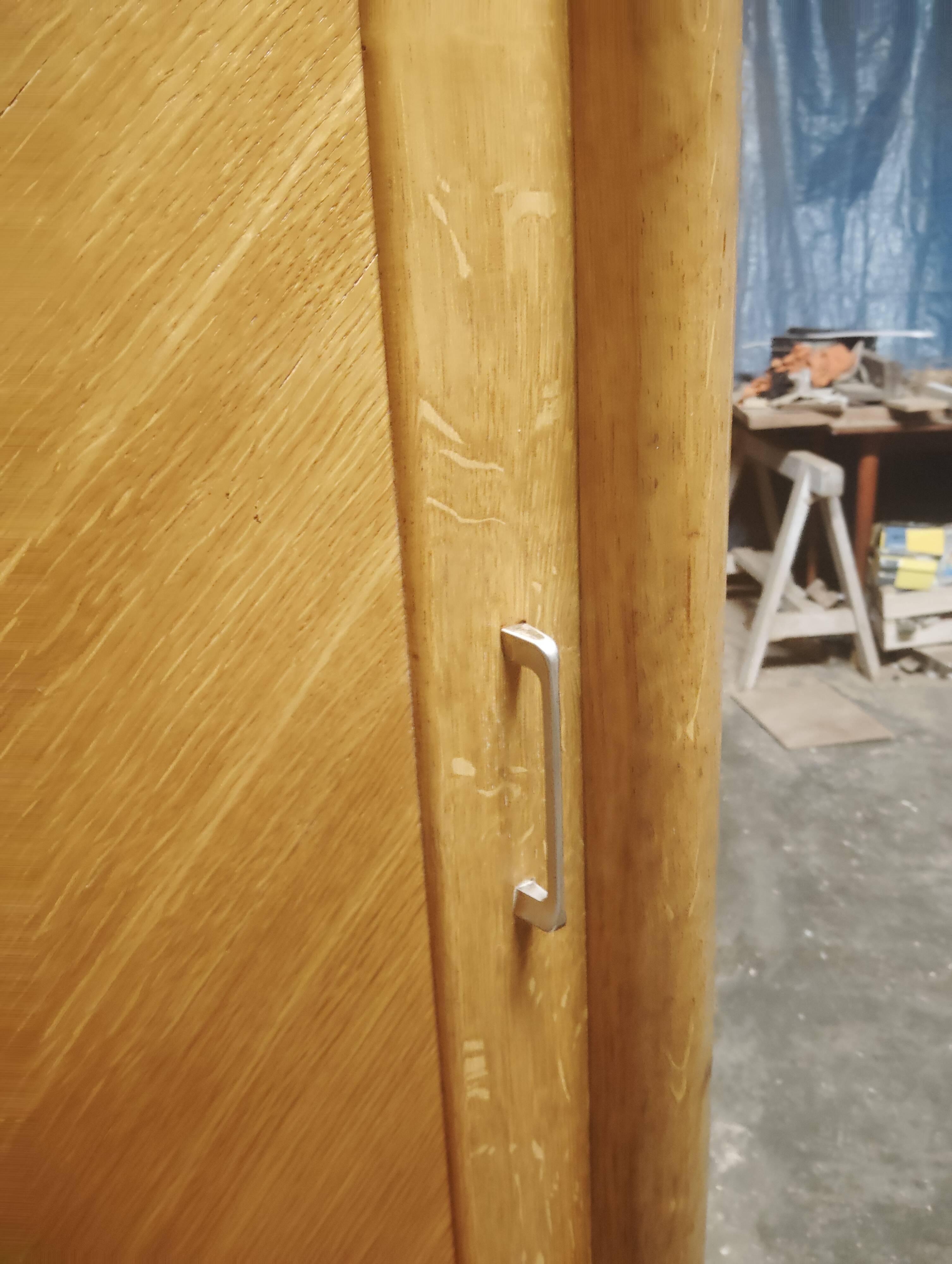 Vintage sliding wardrobe with 2 shelves, Scandinavian inspiration.