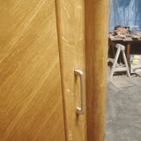 Vintage sliding wardrobe with 2 shelves, Scandinavian inspiration.